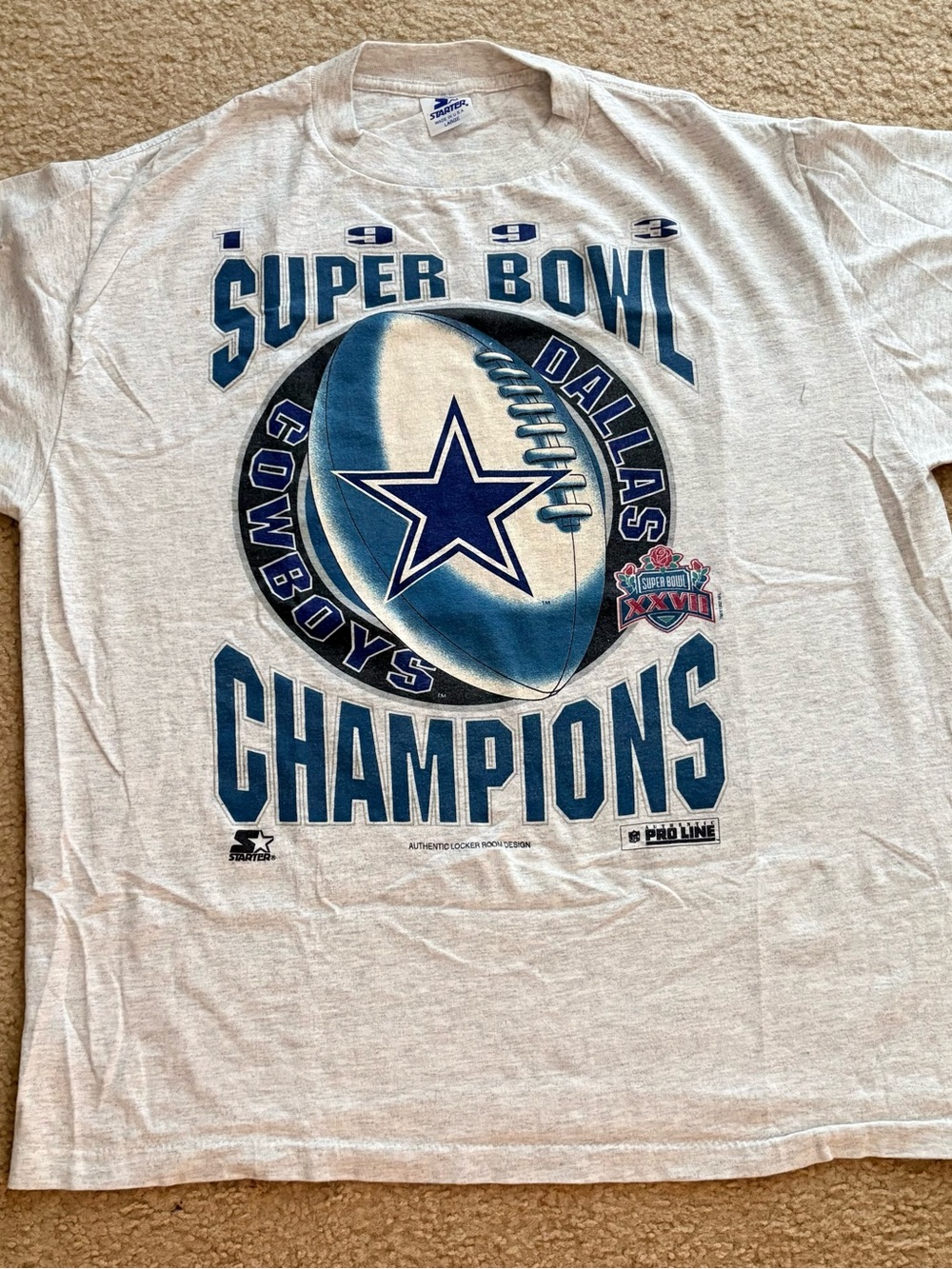 Vintage 1993 Dallas Cowboys Men’s Size L Super Bowl Starter T-Shirt